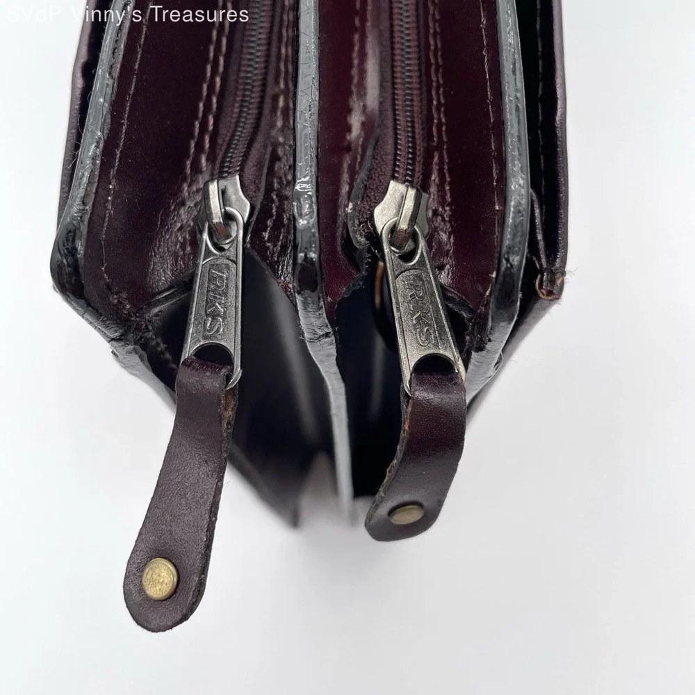 VTG Heritage Top Grain Leather Portfolio Briefcase Attache Case Burgundy w/Strap